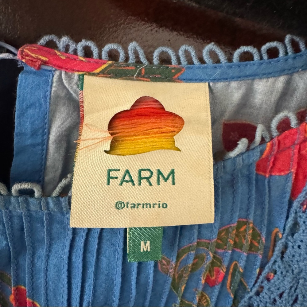 Farm Rio Floral Blue Women's Top - Picture 5 of 6